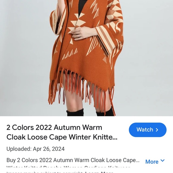 Loose cape cloak shawl Autumn poncho - Picture 3 of 7